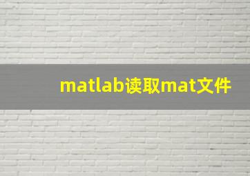 matlab读取mat文件