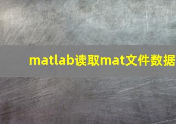 matlab读取mat文件数据