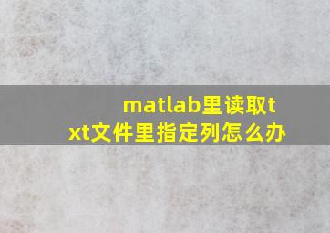 matlab里读取txt文件里指定列怎么办