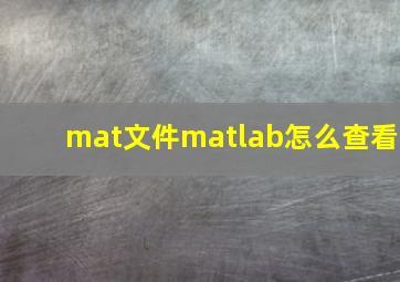 mat文件matlab怎么查看