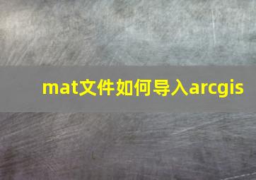 mat文件如何导入arcgis