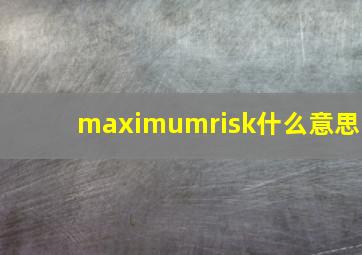 maximumrisk什么意思