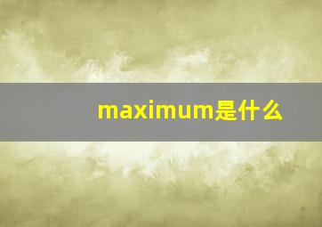 maximum是什么