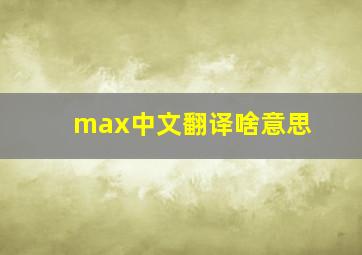 max中文翻译啥意思