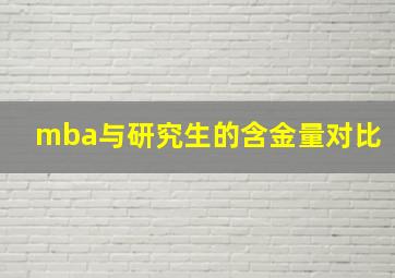 mba与研究生的含金量对比