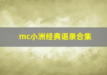 mc小洲经典语录合集