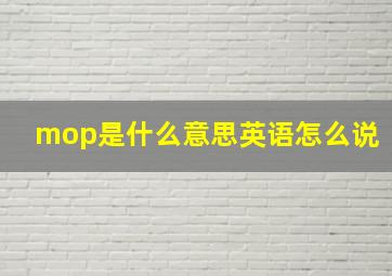 mop是什么意思英语怎么说