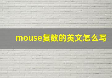 mouse复数的英文怎么写