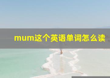 mum这个英语单词怎么读