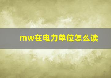 mw在电力单位怎么读