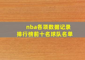 nba各项数据记录排行榜前十名球队名单