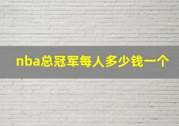 nba总冠军每人多少钱一个