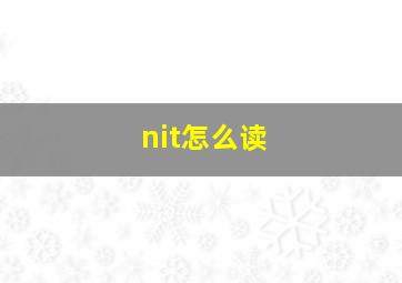 nit怎么读