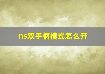 ns双手柄模式怎么开