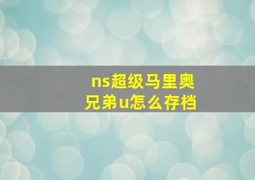 ns超级马里奥兄弟u怎么存档