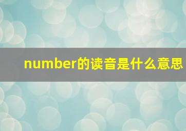 number的读音是什么意思