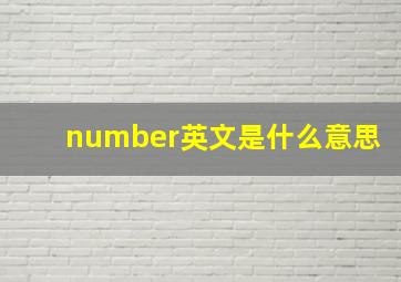 number英文是什么意思