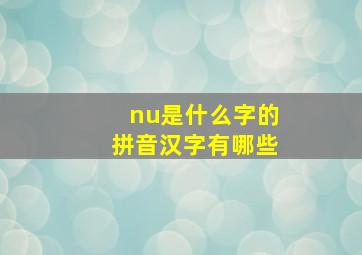 nu是什么字的拼音汉字有哪些