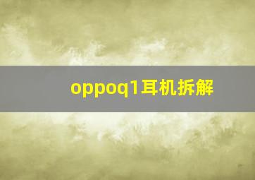 oppoq1耳机拆解