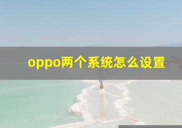 oppo两个系统怎么设置