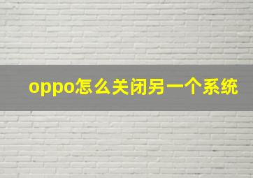 oppo怎么关闭另一个系统