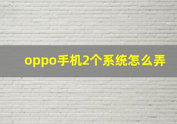 oppo手机2个系统怎么弄