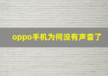 oppo手机为何没有声音了