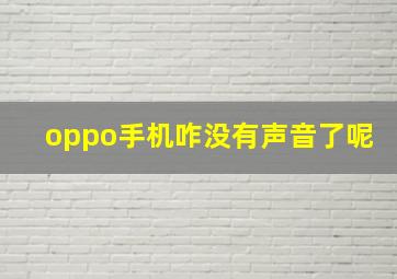 oppo手机咋没有声音了呢