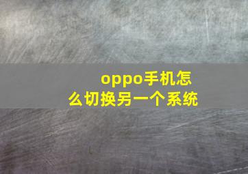 oppo手机怎么切换另一个系统