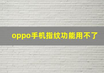 oppo手机指纹功能用不了