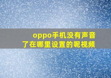 oppo手机没有声音了在哪里设置的呢视频