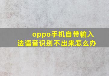 oppo手机自带输入法语音识别不出来怎么办