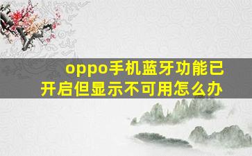 oppo手机蓝牙功能已开启但显示不可用怎么办