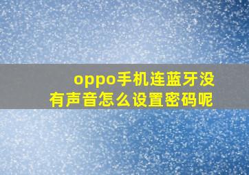 oppo手机连蓝牙没有声音怎么设置密码呢