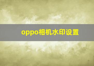 oppo相机水印设置