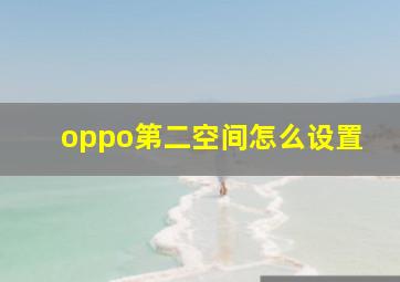 oppo第二空间怎么设置