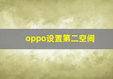 oppo设置第二空间