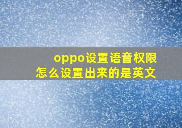 oppo设置语音权限怎么设置出来的是英文