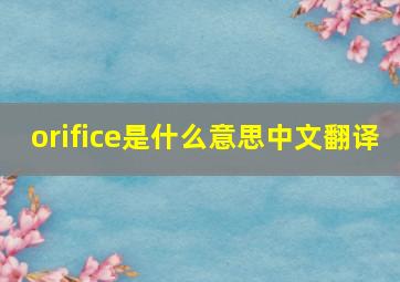 orifice是什么意思中文翻译