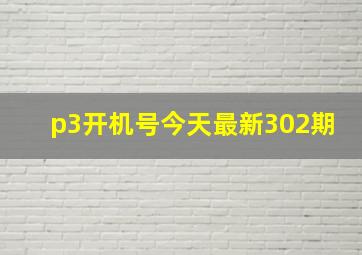 p3开机号今天最新302期