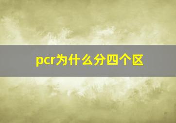 pcr为什么分四个区