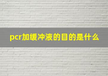 pcr加缓冲液的目的是什么