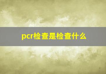 pcr检查是检查什么