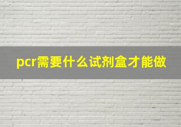 pcr需要什么试剂盒才能做