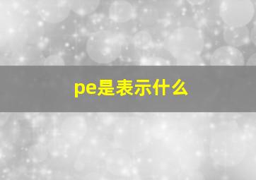 pe是表示什么