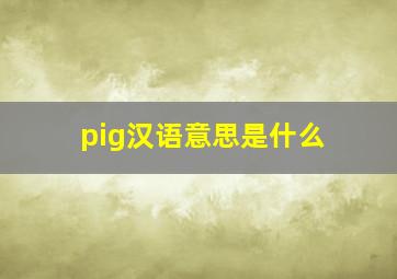 pig汉语意思是什么