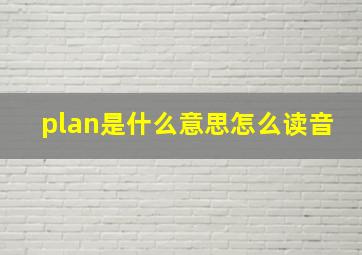 plan是什么意思怎么读音