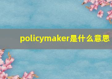 policymaker是什么意思