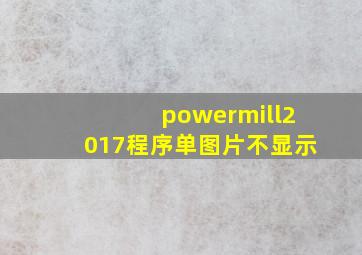 powermill2017程序单图片不显示