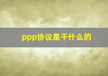 ppp协议是干什么的